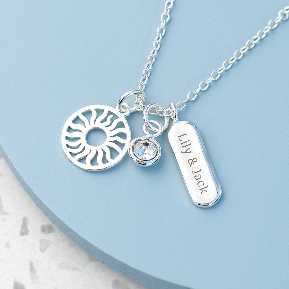 Personalised Eternal Sun Charms Necklace - Buy Metal Jewellery at GiftMasters.co.uk