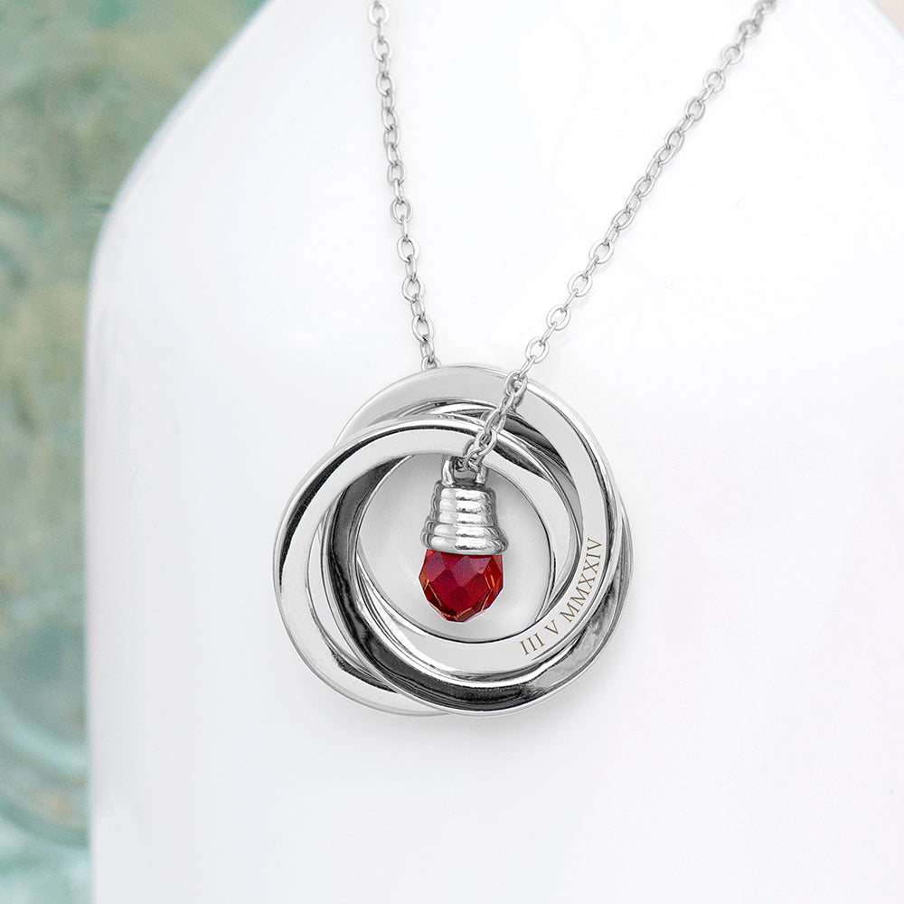 Personalised Russian Ring Crystal Necklace - Buy Metal Jewellery at GiftMasters.co.uk