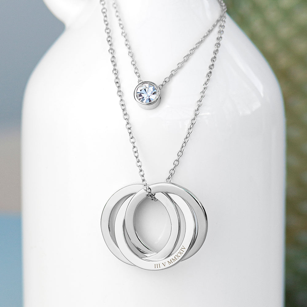 Personalised Russian Ring Layered Necklace - Buy Metal Jewellery at GiftMasters.co.uk