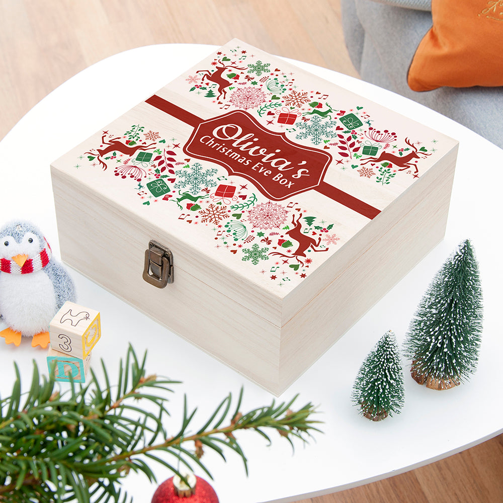 Traditional Square Christmas Eve Box RED - Medium