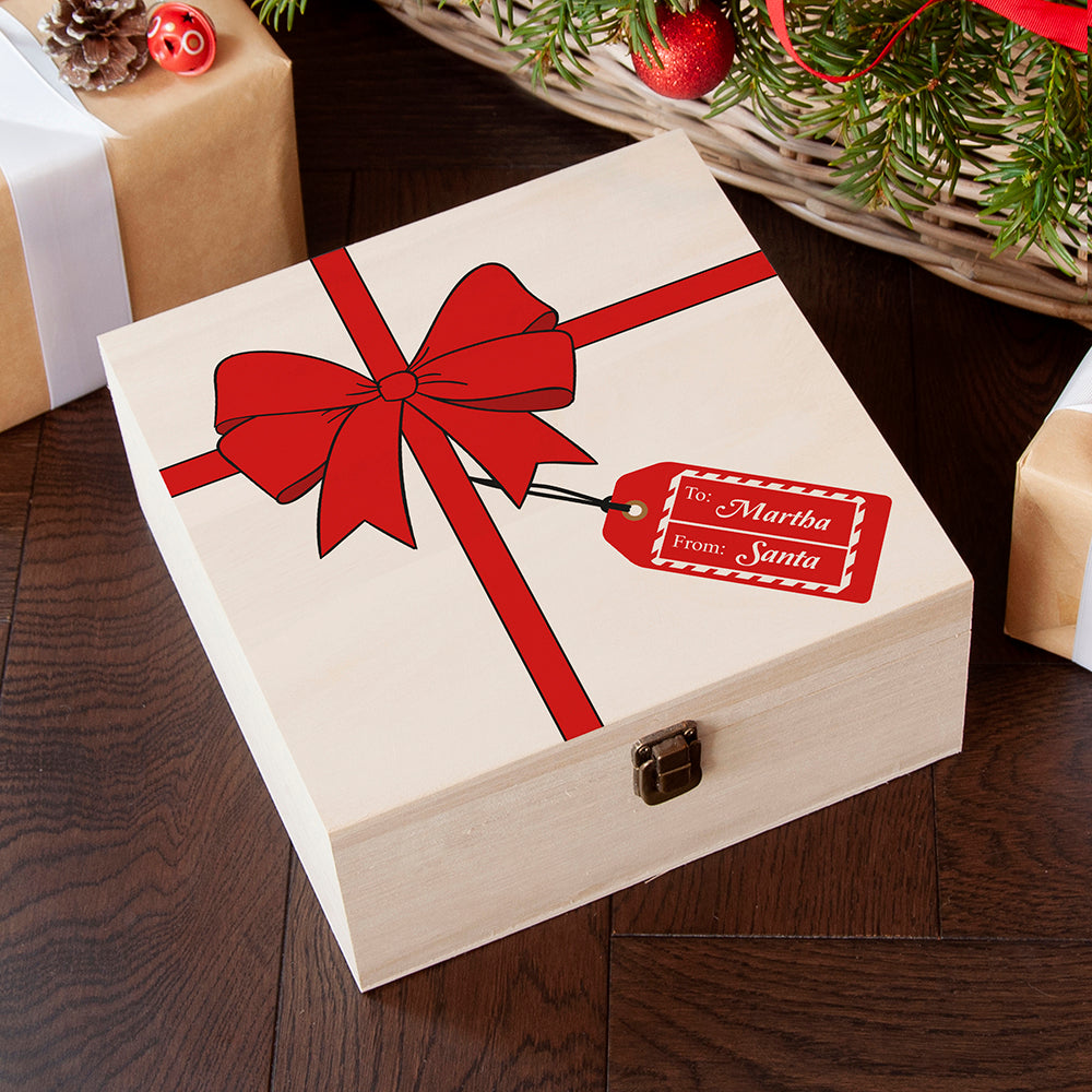 Personalised All Wrapped Up Christmas Eve Box - Medium - Buy Wooden Boxes at GiftMasters.co.uk