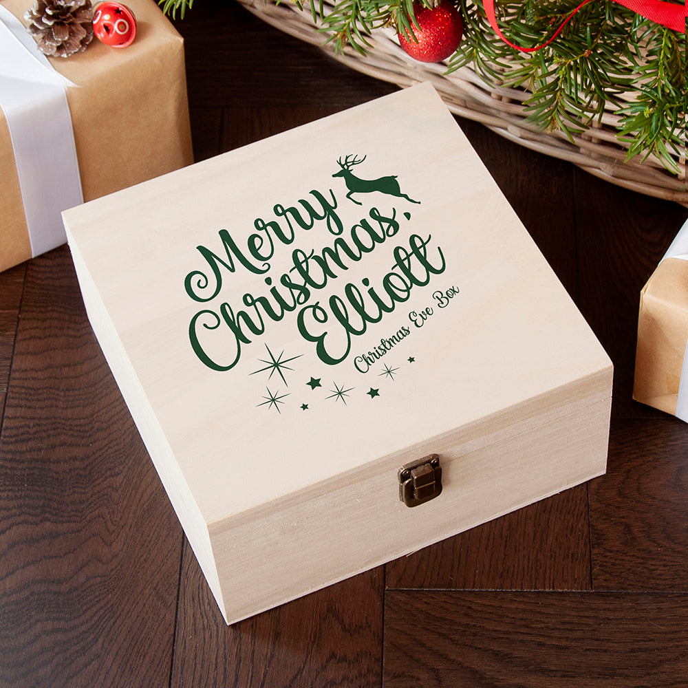 Personalised Rudolf Christmas Eve Box - Medium - Buy Wooden Boxes at GiftMasters.co.uk