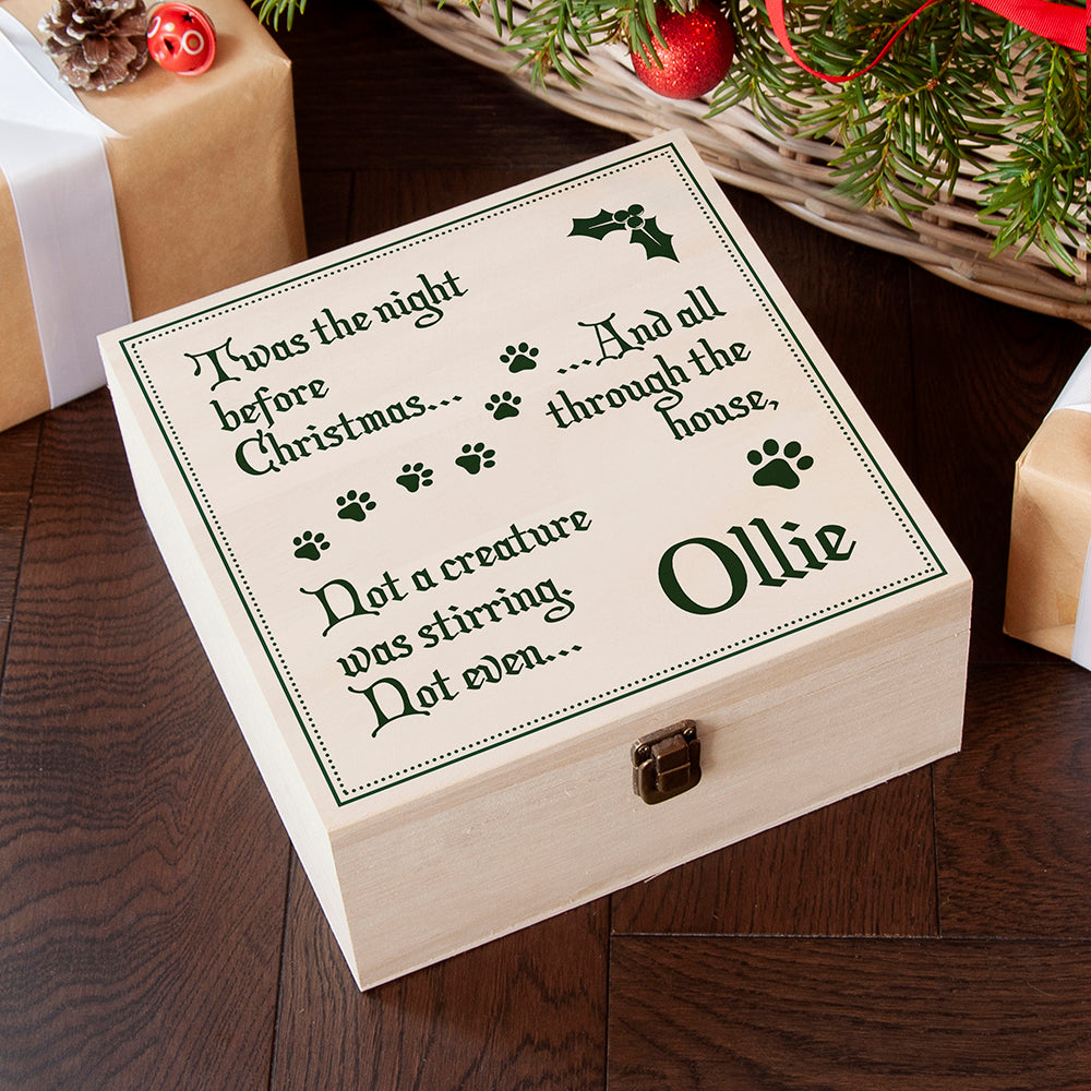 Personalised Pets T'was The Night Before Christmas Eve Box - Medium - Buy Wooden Boxes at GiftMasters.co.uk