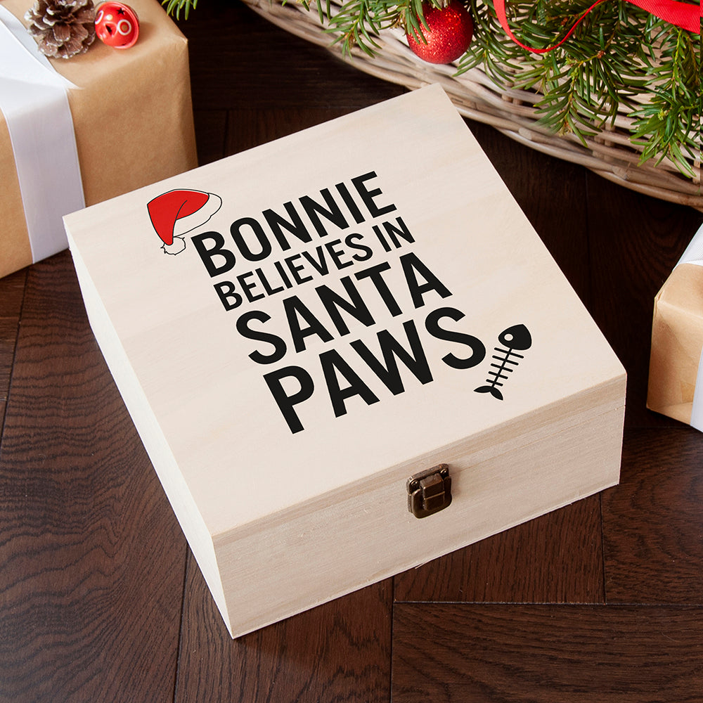 Personalised Pets Santa Paws Christmas Eve Box - Medium - Buy Wooden Boxes at GiftMasters.co.uk