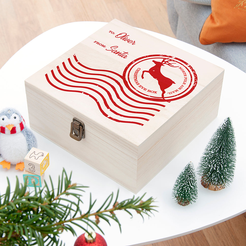 Personalised North Pole Special Delivery Christmas Eve Box - Medium - Buy Wooden Boxes at GiftMasters.co.uk