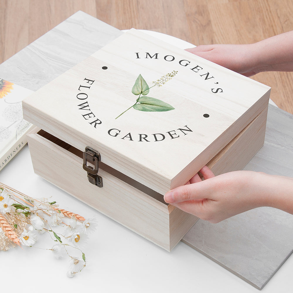 Personalised Flower Garden Accessories Box - Medium - Buy Wooden Boxes at GiftMasters.co.uk