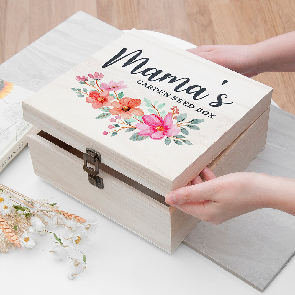 Personalised Flower Garland Accessories Box - Medium - Buy Wooden Boxes at GiftMasters.co.uk