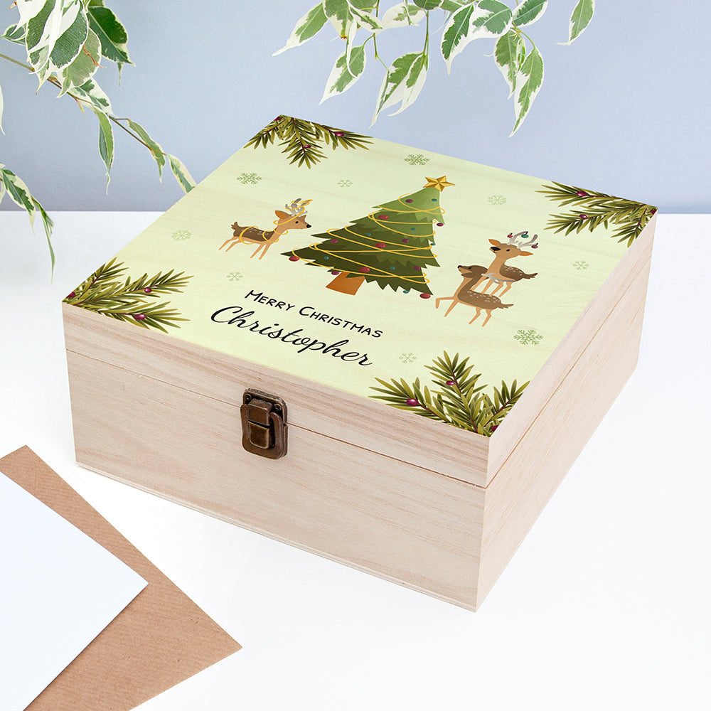 Playing Reindeers Christmas Eve Box - Medium - Buy Wooden Boxes at GiftMasters.co.uk