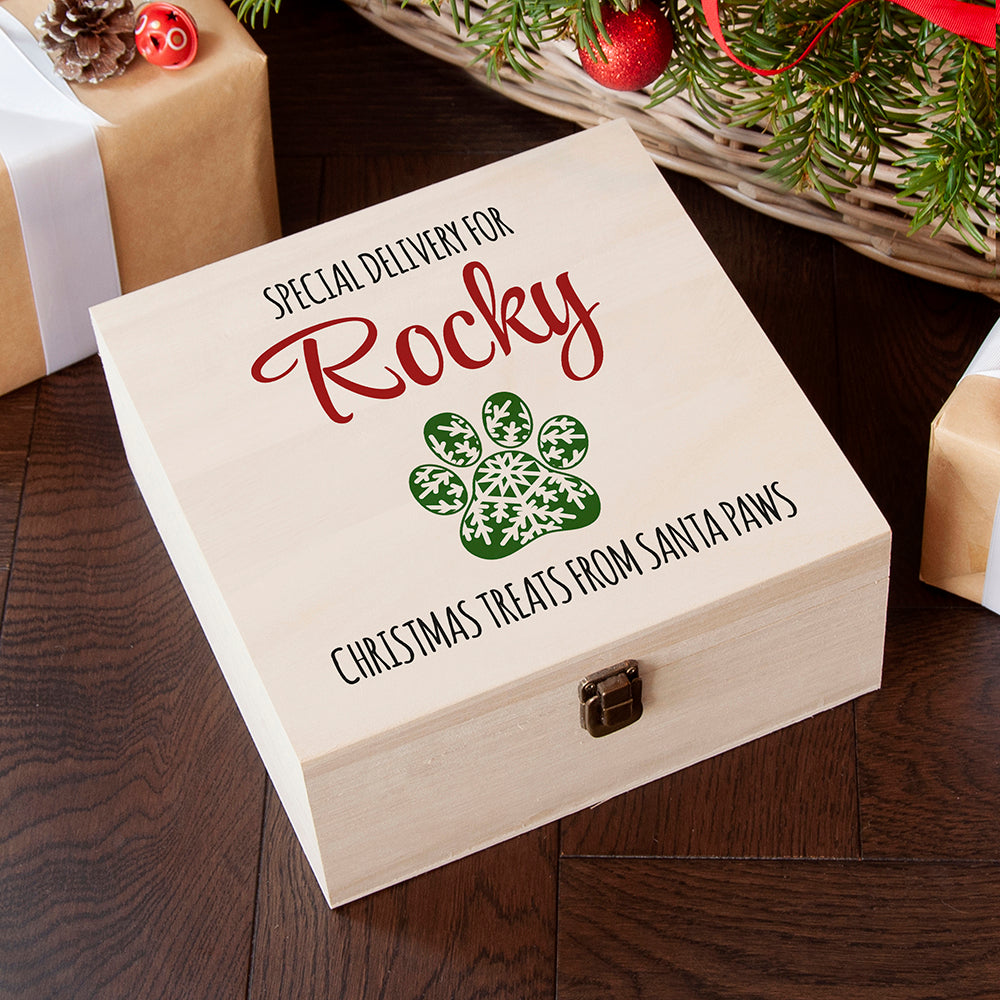 Pet Paw Christmas Treats Box - Medium - Buy Wooden Boxes at GiftMasters.co.uk