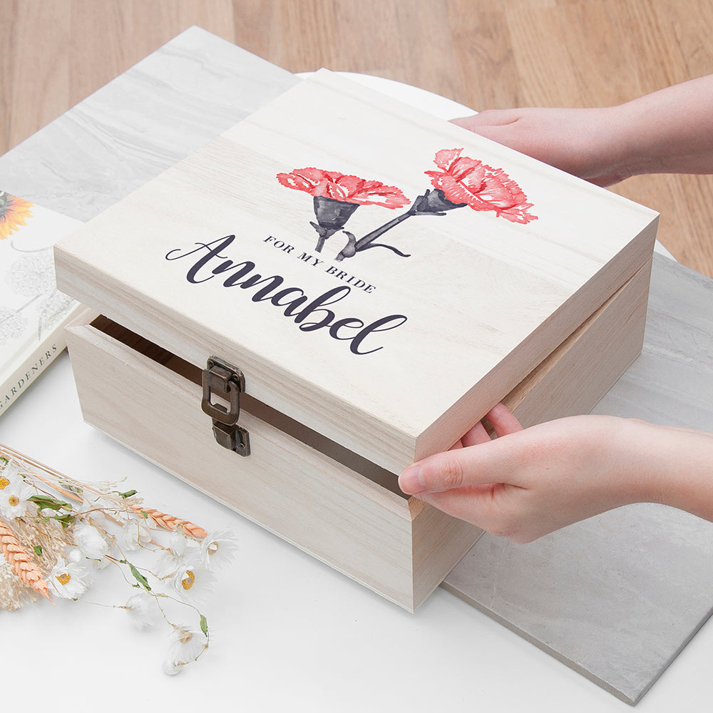 Personalised For My Bride on Our Wedding Day Box - Medium - Buy Wooden Boxes at GiftMasters.co.uk