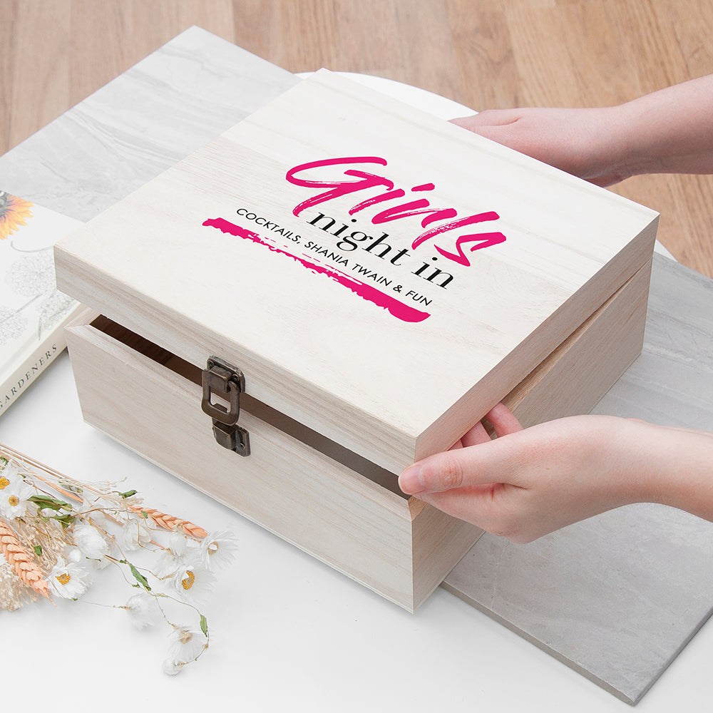 Personalised Girls' Night In Box - Medium - Buy Wooden Boxes at GiftMasters.co.uk