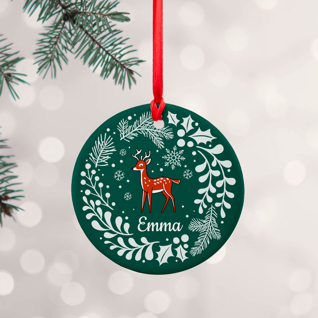 Personalised Woodland Deer Ceramic Decoration - Buy Ceramic Decorations at GiftMasters.co.uk