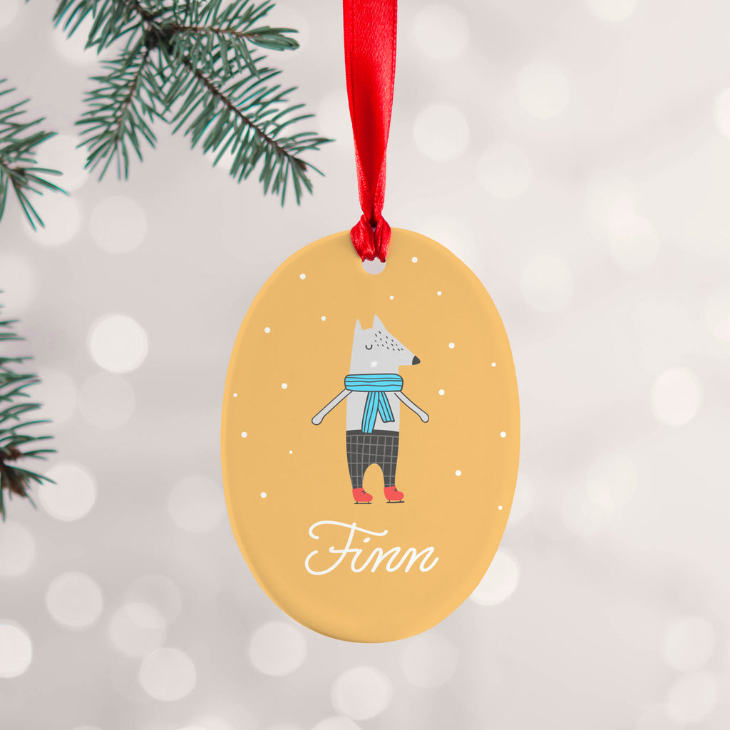 Personalised Winter Wolf Ceramic Decoration - Buy Ceramic Decorations at GiftMasters.co.uk