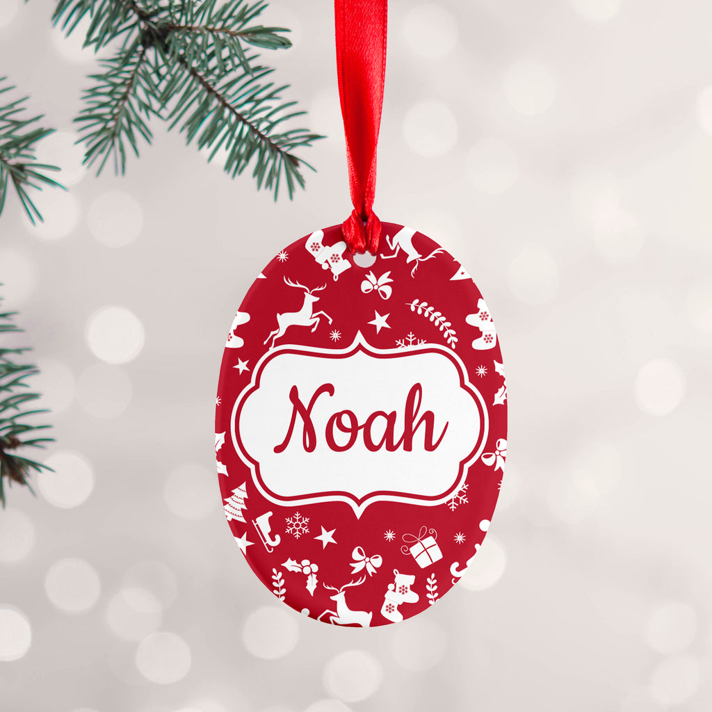 Personalised Festive Pattern Ceramic Decoration - Buy Ceramic Decorations at GiftMasters.co.uk