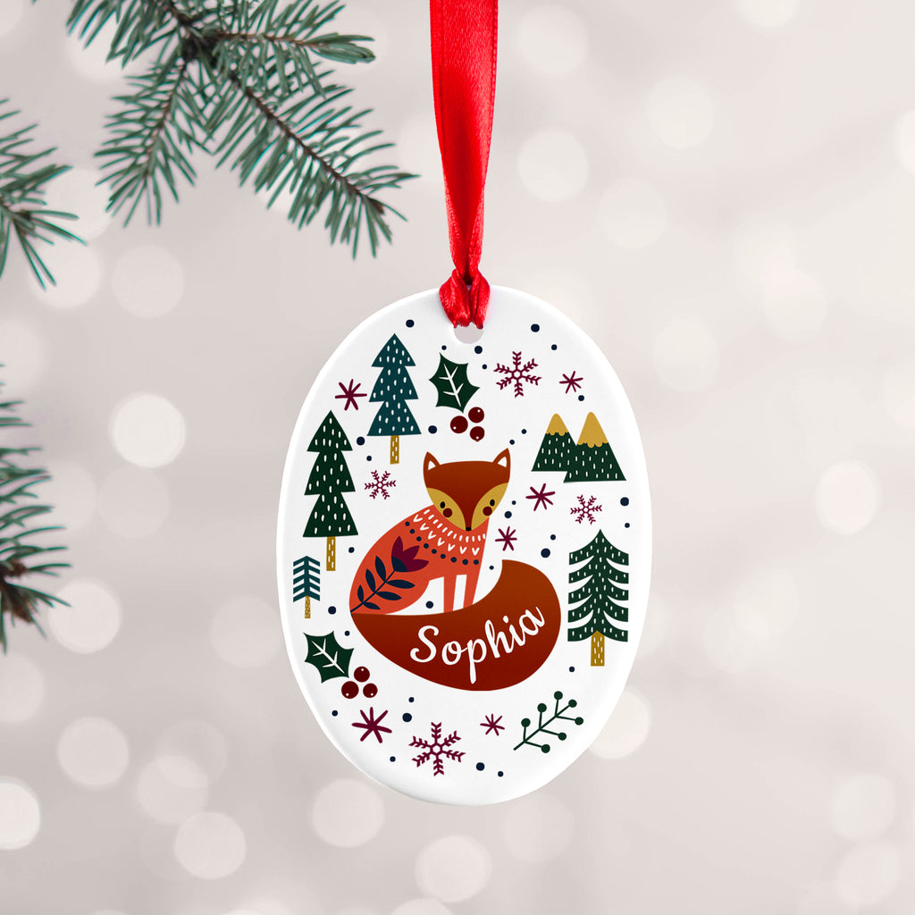 Personalised Scandi Fox Christmas Decoration - Buy Ceramic Decorations at GiftMasters.co.uk
