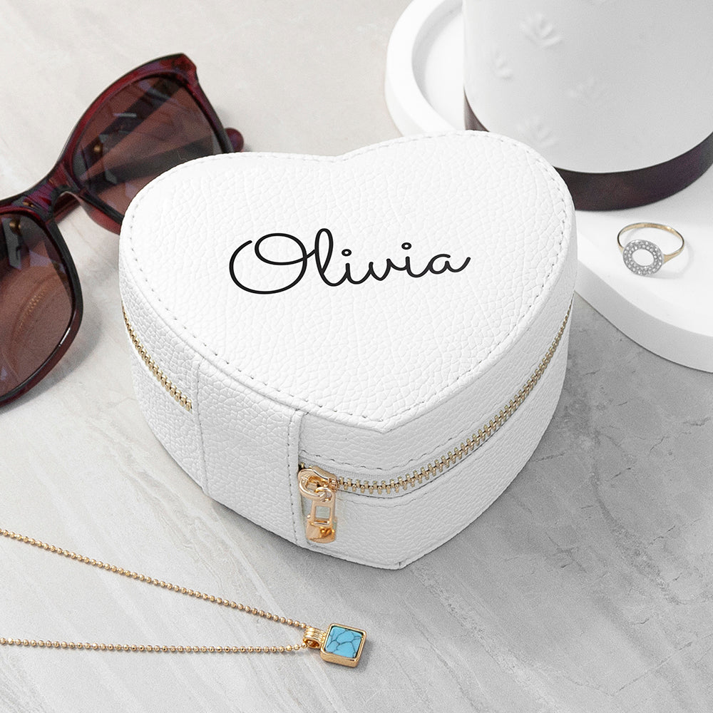 Personalised White Heart Jewellery Case - Buy Jewellery Boxes at GiftMasters.co.uk