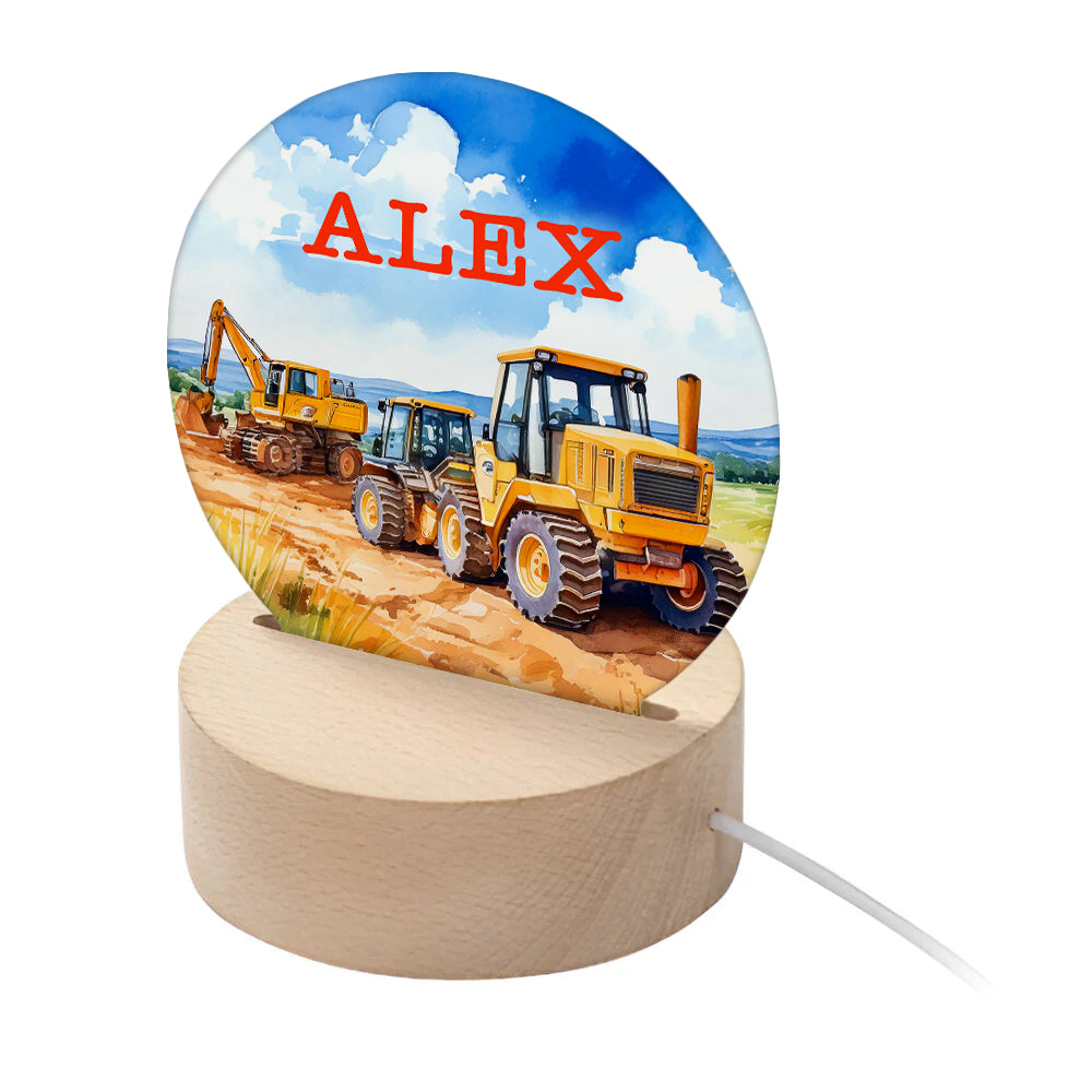 Personalised Kid's Diggers LED Night Light - Buy Night Lights at GiftMasters.co.uk