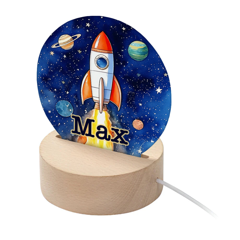 Personalised Kid's Rocket Ship LED Night Light - Buy Night Lights at GiftMasters.co.uk