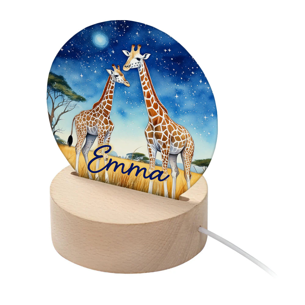 Personalised Kid's Safari Giraffes LED Night Light - Buy Night Lights at GiftMasters.co.uk