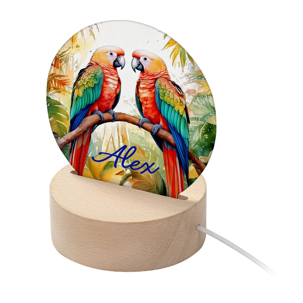 Personalised Kid's Tropical Parrots LED Night Light - Buy Night Lights at GiftMasters.co.uk