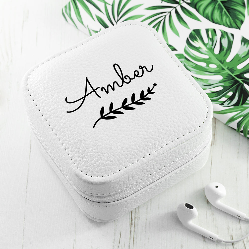 Personalised Wreath White Travel Jewellery Case - Buy Textile Accessories at GiftMasters.co.uk