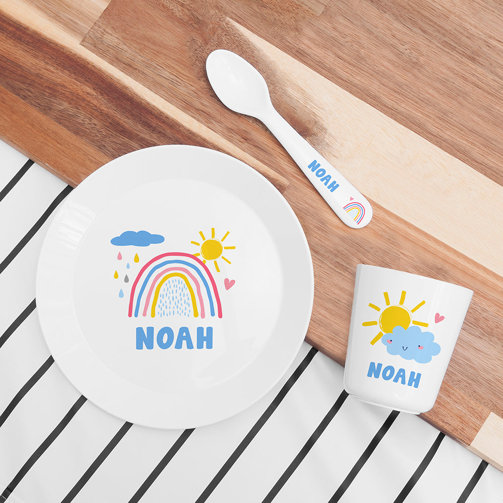 Personalised Baby Dinner Set - Pastel Sky - Buy Plastic at GiftMasters.co.uk