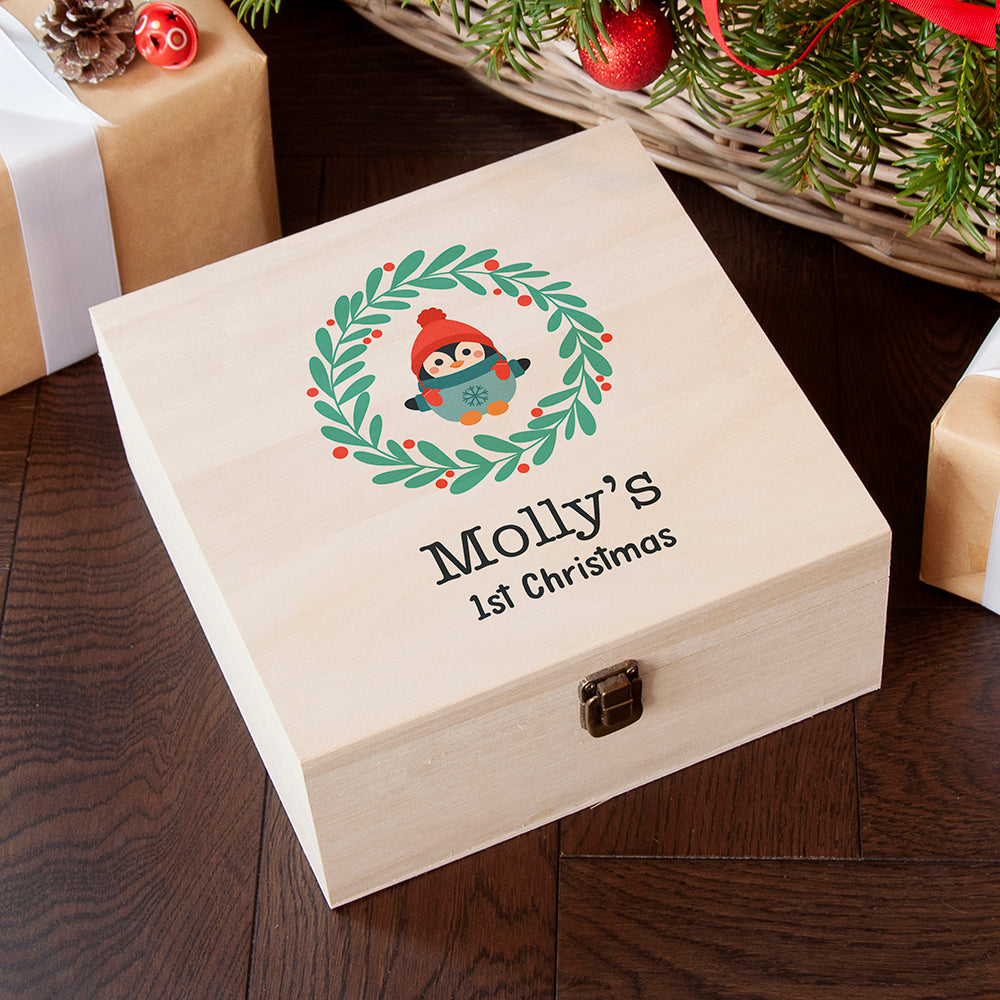 Personalised Baby's First Christmas Eve Box - Buy Wooden Keepsake Boxes at GiftMasters.co.uk