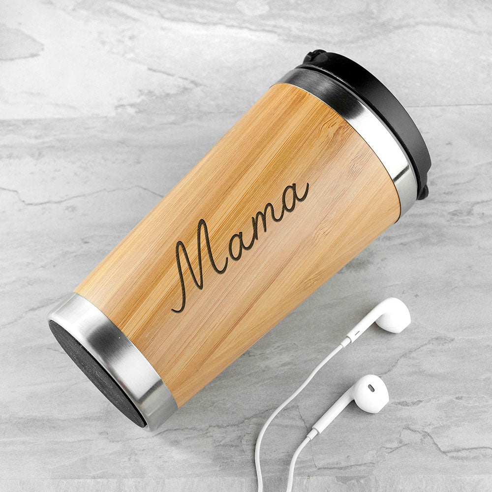 Personalised Bamboo Travel Mug - Buy Wooden Accessories at GiftMasters.co.uk