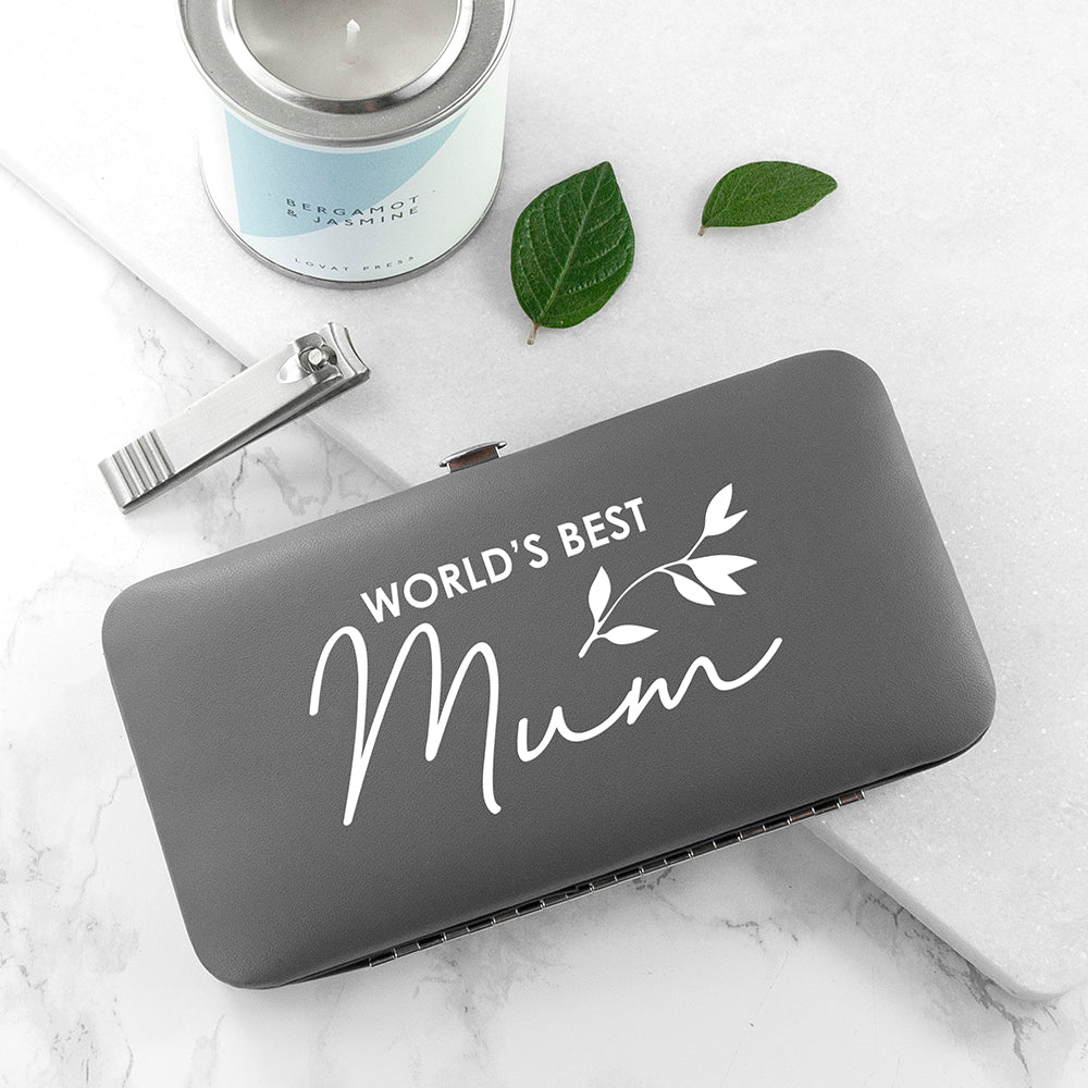 Personalised Best Mama Manicure Set - Grey - Buy Leather Accessories at GiftMasters.co.uk