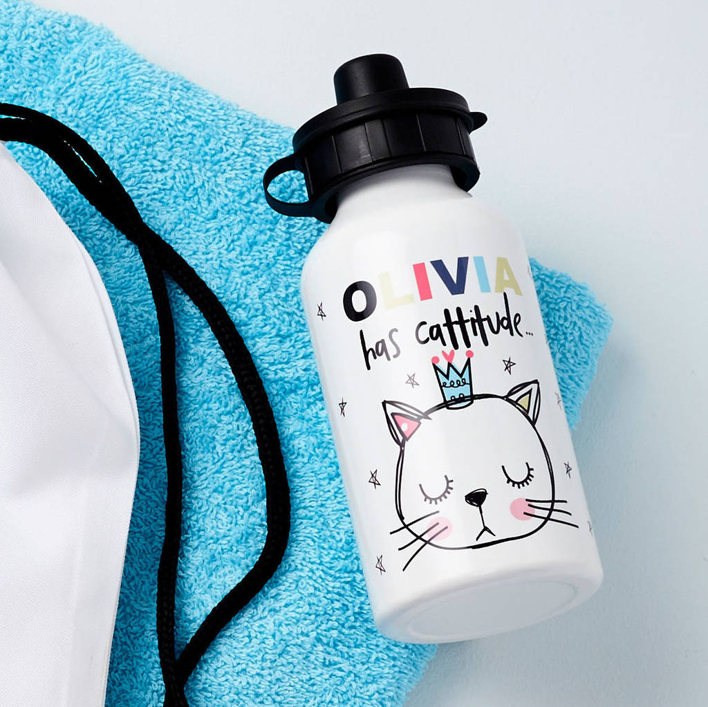 Personalised Cattitude Water Bottle - Buy Metal Water Bottles at GiftMasters.co.uk