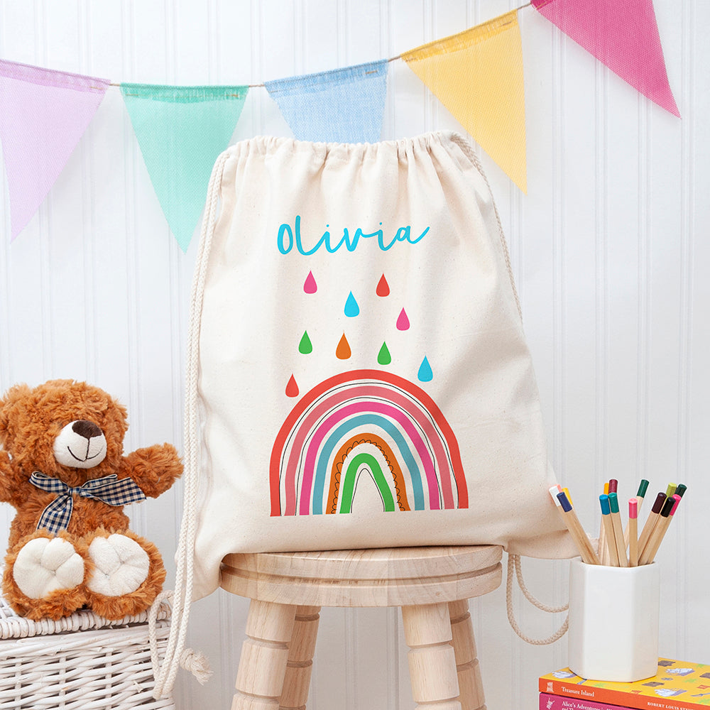 Personalised Children's Rainbow PE Kit Bag - Buy Textile Bags at GiftMasters.co.uk