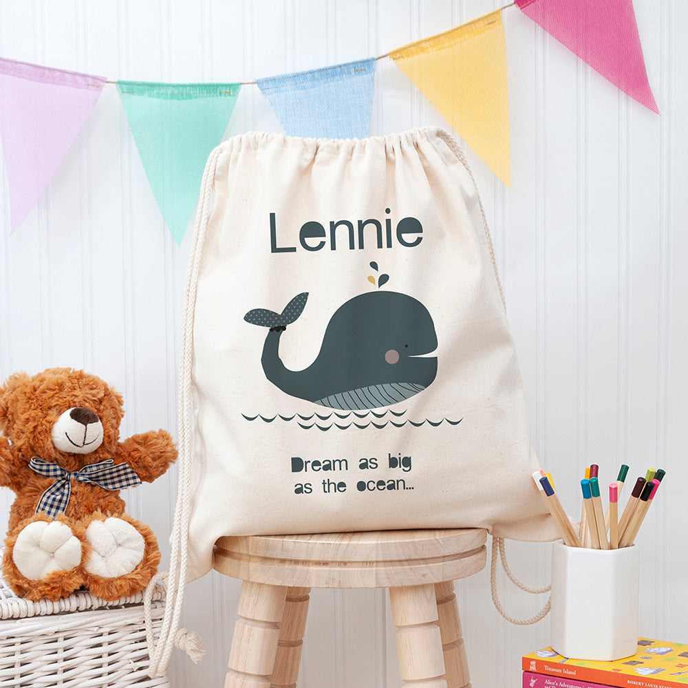 Personalised Children's Whale PE Kit Bag - Buy Textile Bags at GiftMasters.co.uk