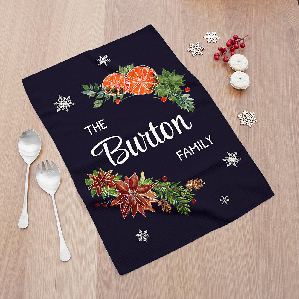 Personalised Christmas Clementine Tea Towel - Buy Textile Towels & Bathrobes at GiftMasters.co.uk