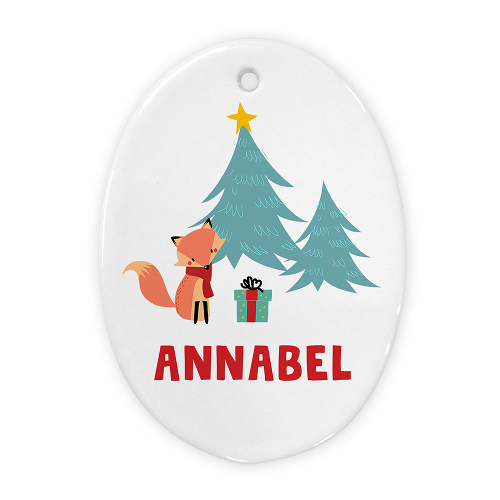 Personalised Christmas Fox Decoration - Buy Ceramic Decorations at GiftMasters.co.uk