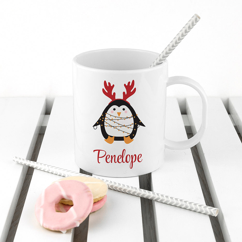 Personalised Christmas Penguin Kids Polymer Mug - Buy Plastic at GiftMasters.co.uk