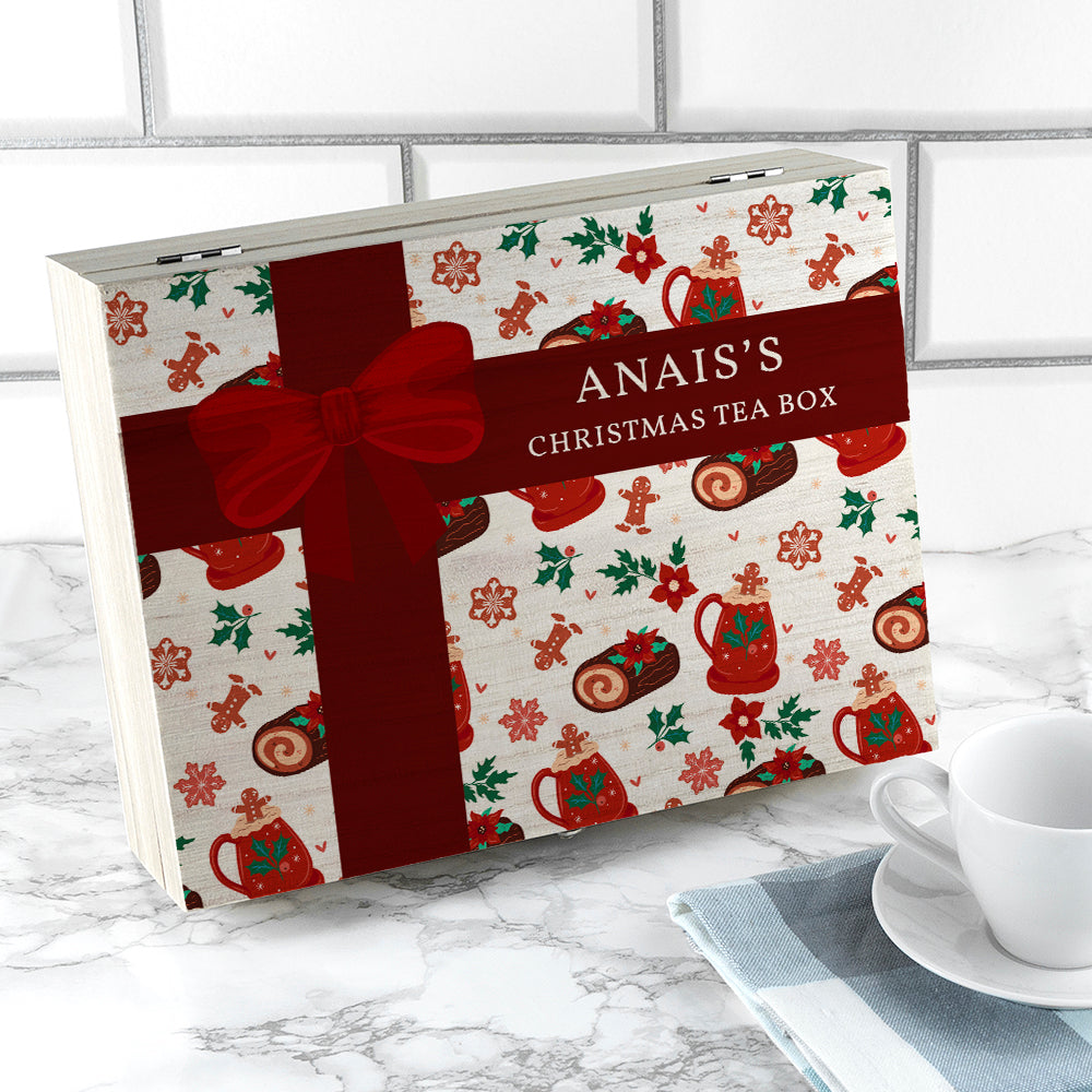 Personalised Christmas Present Tea Box - Buy Wooden Tea Boxes at GiftMasters.co.uk