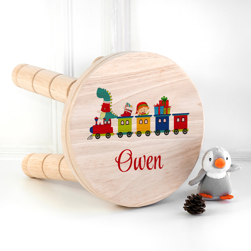 Personalised Christmas Train Wooden Stool - Buy Wooden Stools at GiftMasters.co.uk