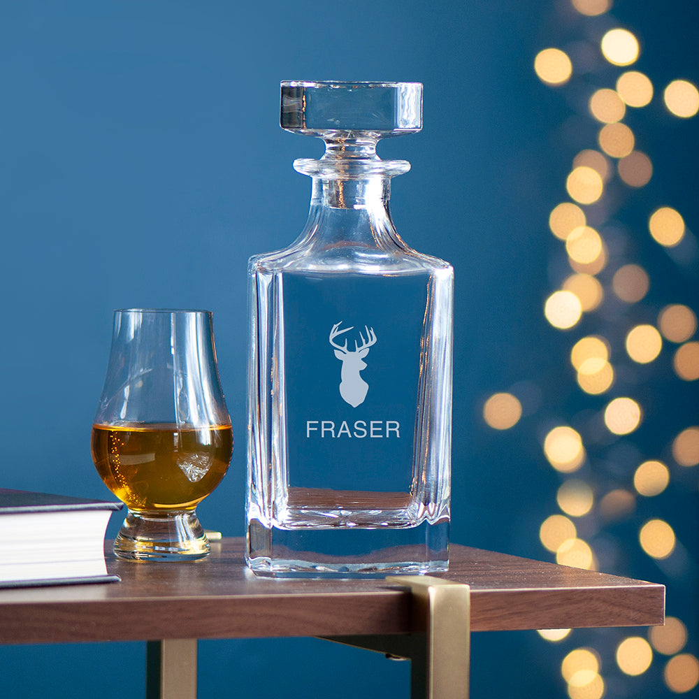 Personalised Classic Stag Square Decanter - Buy Glass Decanters at GiftMasters.co.uk