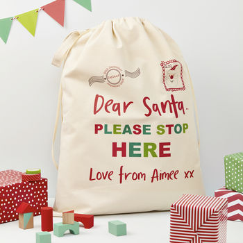 Personalised Dear Santa Christmas Sack - Buy Textile Bags at GiftMasters.co.uk