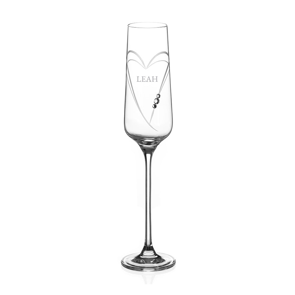 Personalised Hearts Champagne Flute with Swarovski Crystals - Buy Glass Swarovski Crystals at GiftMasters.co.uk