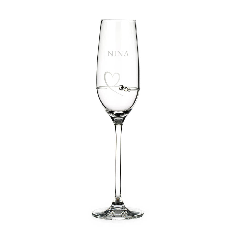 Personalised Petit Champagne Flute with Swarovski Crystals - Buy Glass Swarovski Crystals at GiftMasters.co.uk