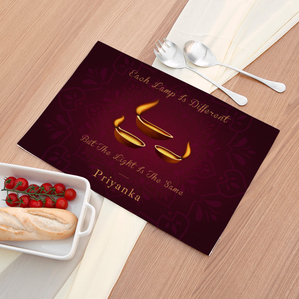 Personalised Diwali Lamp Placemat - Buy Textile Accessories at GiftMasters.co.uk