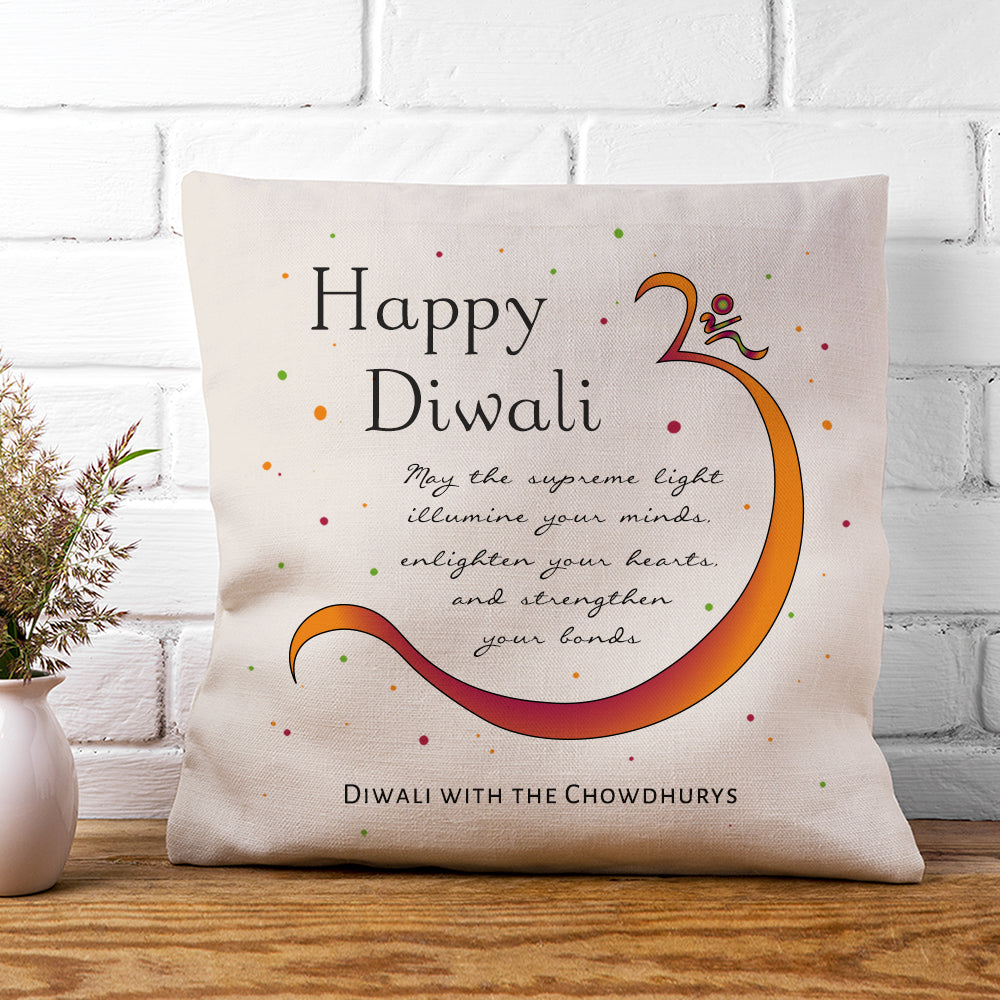 Personalised Diwali Om Symbol Cushion Cover - Buy Textile Cushion Covers at GiftMasters.co.uk
