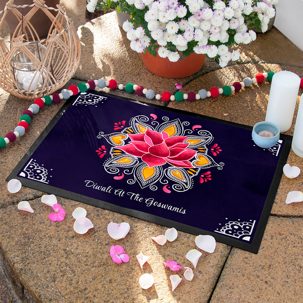 Personalised Diwali Rangoli Decoration Mat - Buy Rubber Doormat at GiftMasters.co.uk