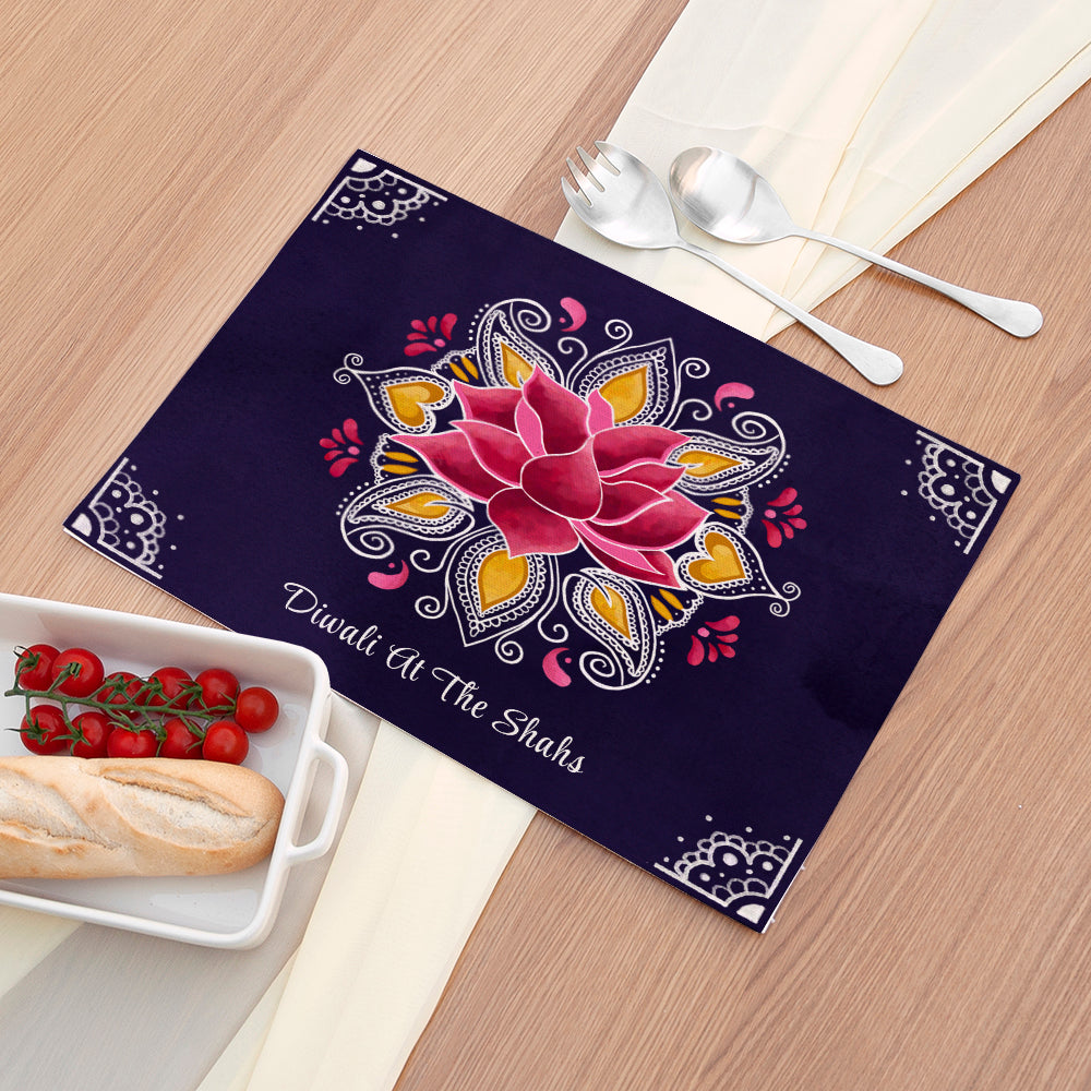 Personalised Diwali Rangoli Placemat - Buy Textile Accessories at GiftMasters.co.uk
