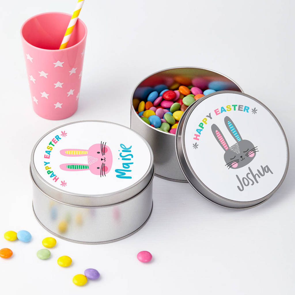 Personalised Easter Rabbit Treat Tin - Buy Metal Accessories at GiftMasters.co.uk
