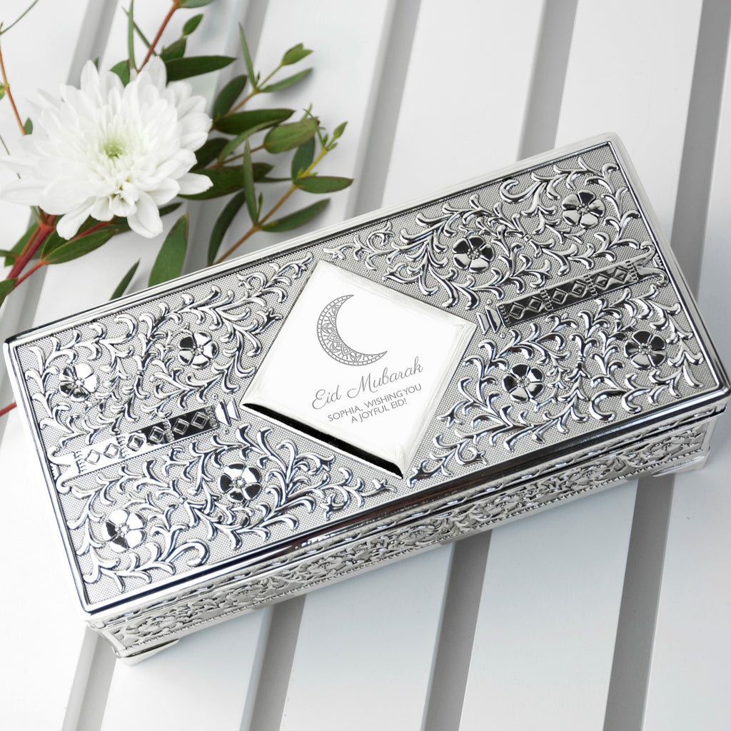 Personalised Eid Mubarak Jewellery Trinket Box - Buy Metal Jewellery at GiftMasters.co.uk