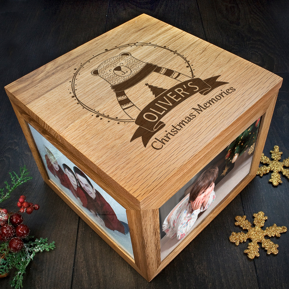 Personalised Polar Bear Christmas Memory Box - Buy Wooden Keepsake Boxes at GiftMasters.co.uk