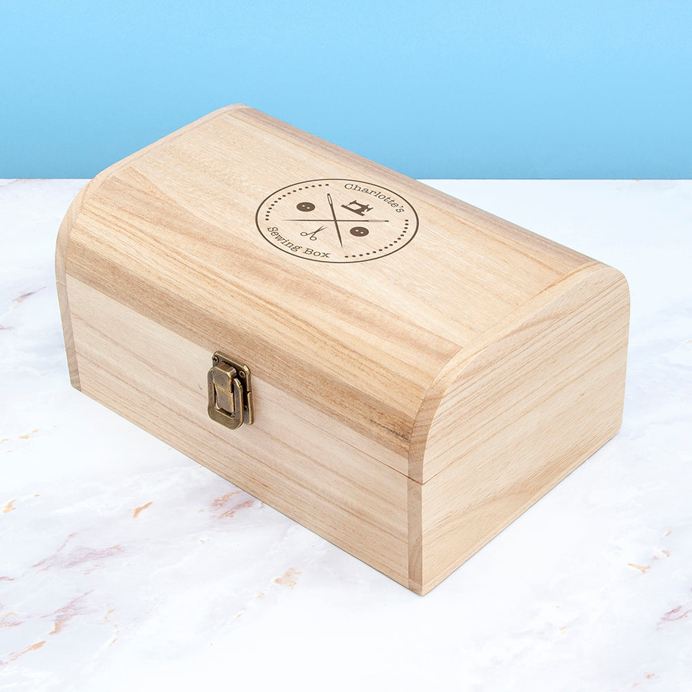 Personalised Engraved Sewing Chest - Buy Wooden Chests at GiftMasters.co.uk
