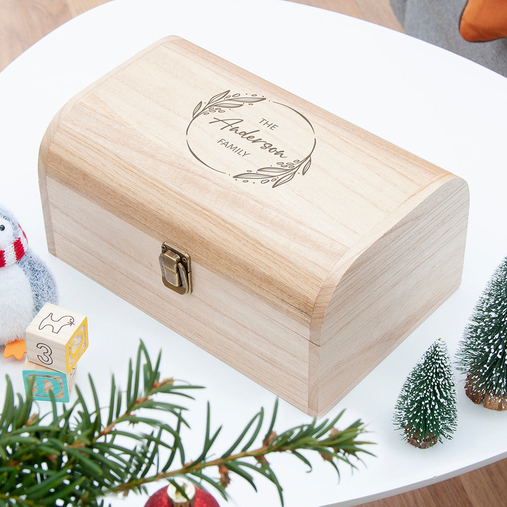 Personalised Family Christmas Keepsake Chest - Buy Wooden Chests at GiftMasters.co.uk